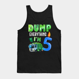 Recycling Trash 5 Years Old Garbage Truck 5th Birthday Kids Tank Top